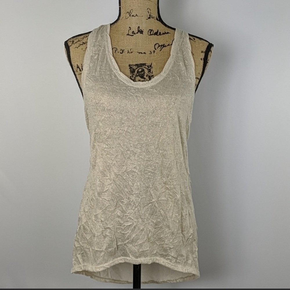 Free People gold sparkly tunic hi-lo tank EUC